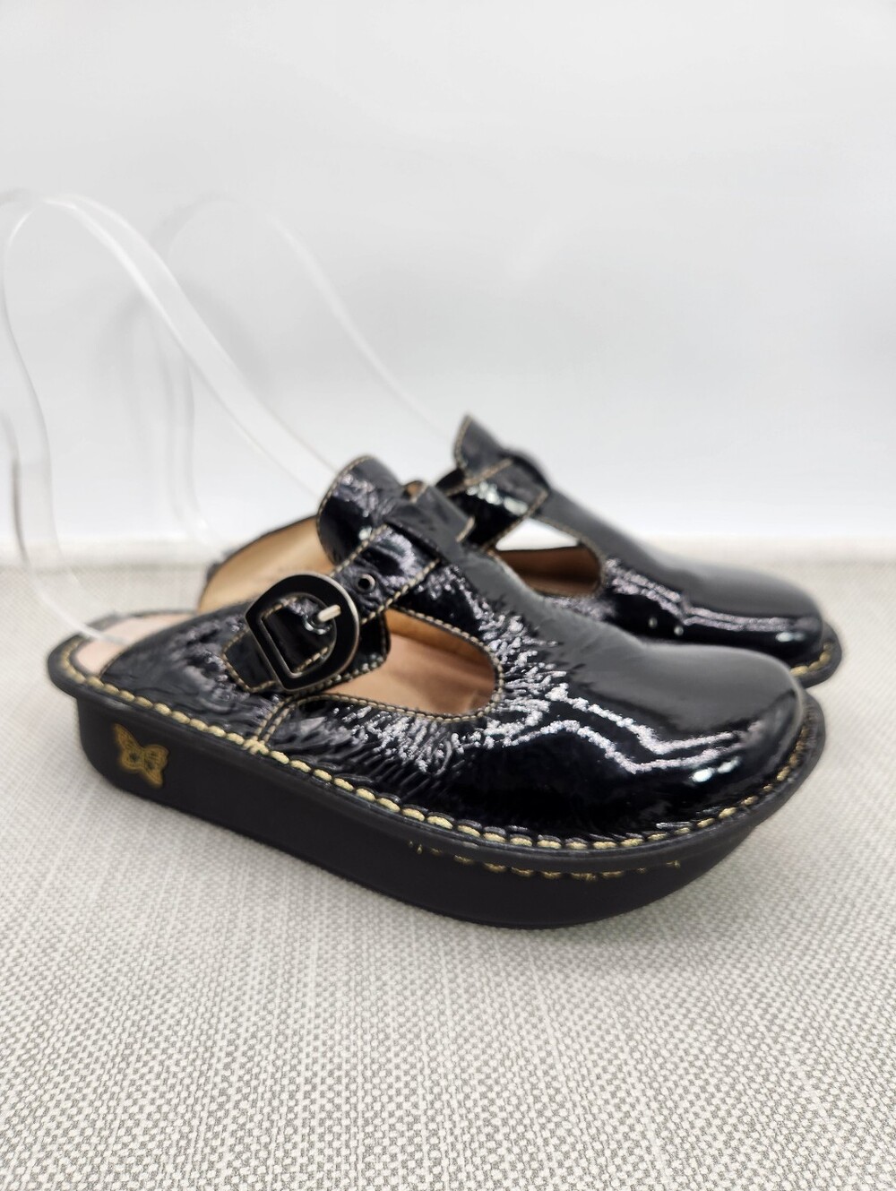 Alegria Size 35 Clog Black Patent Leather Mules Slip On Shoes